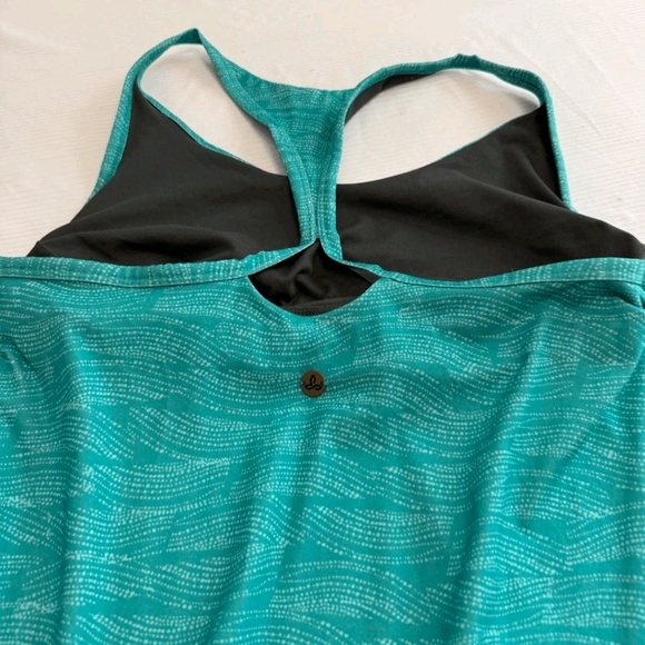 Prana Teal Wave-Print Racerback Blue Green Dress - Picture 5 of 8